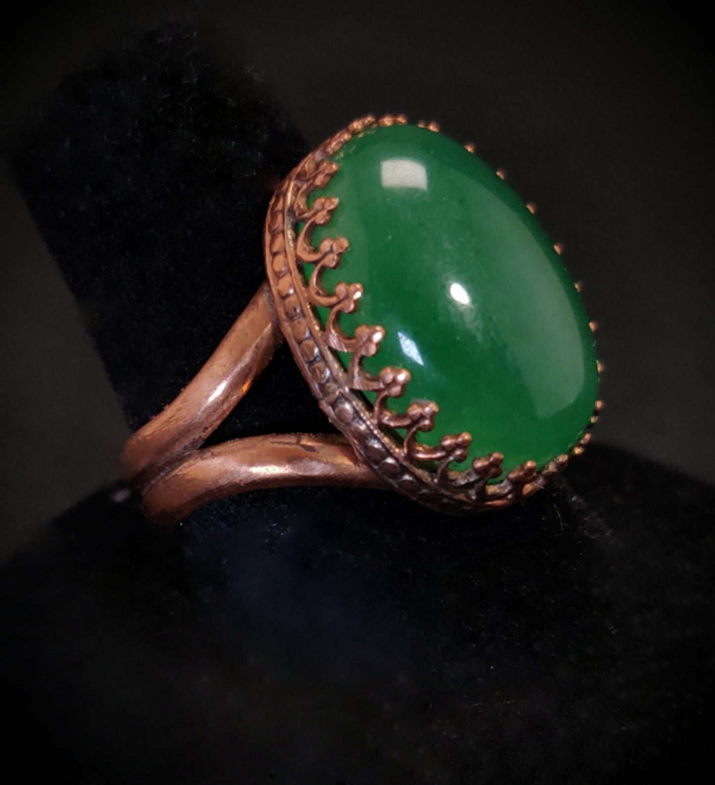 Malaysian Jade Copper Cocktail Ring