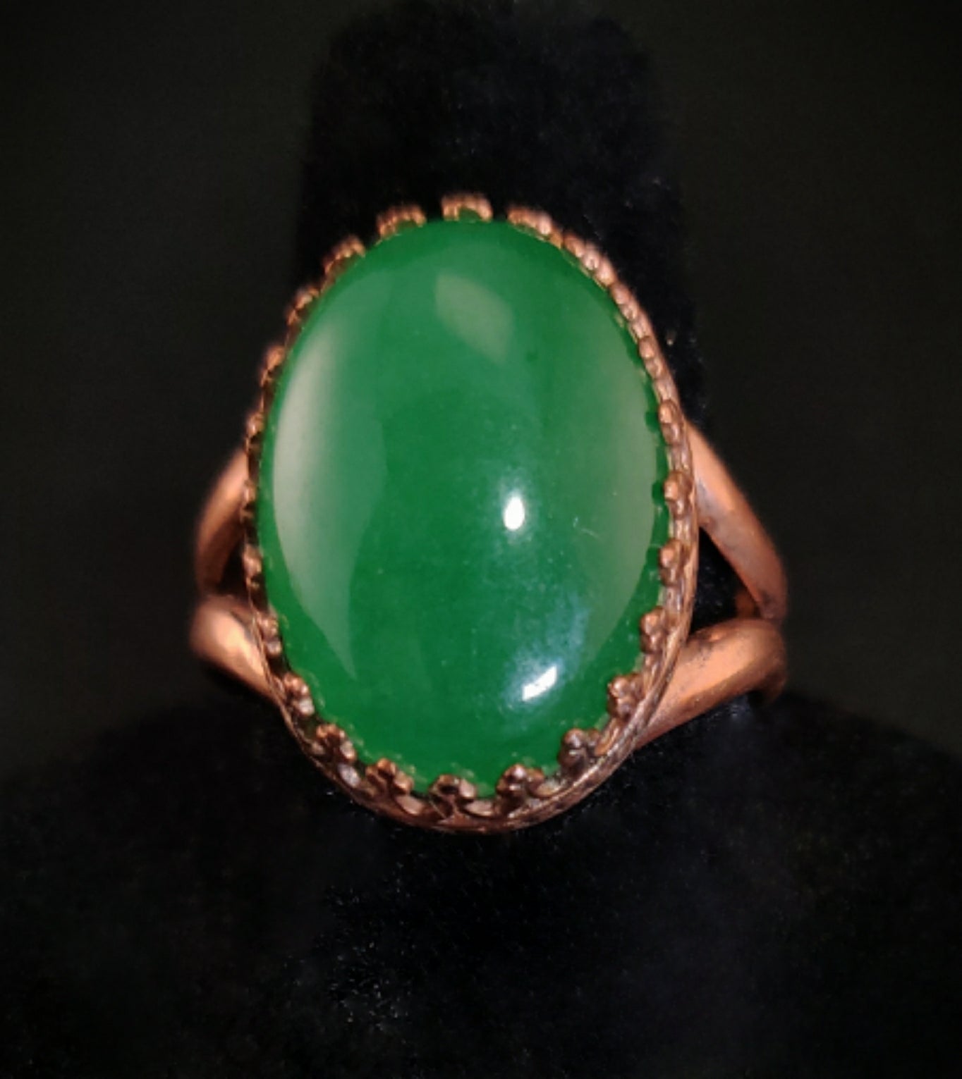 Malaysian Jade Copper Cocktail Ring