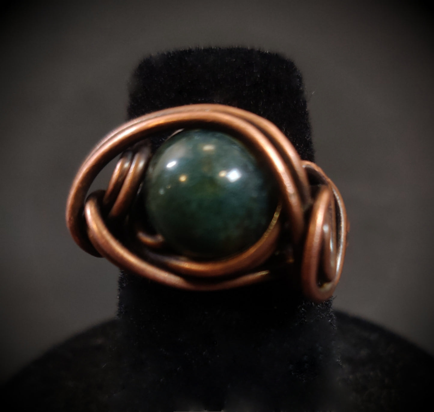 Forest Green Jasper Copper Ring
