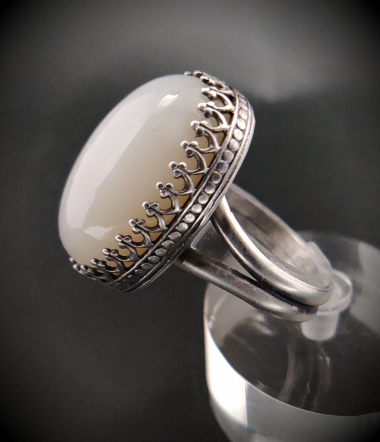 Milky Moonstone Cocktail Ring in Sterling Silver