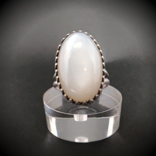 Milky Moonstone Cocktail Ring in Sterling Silver