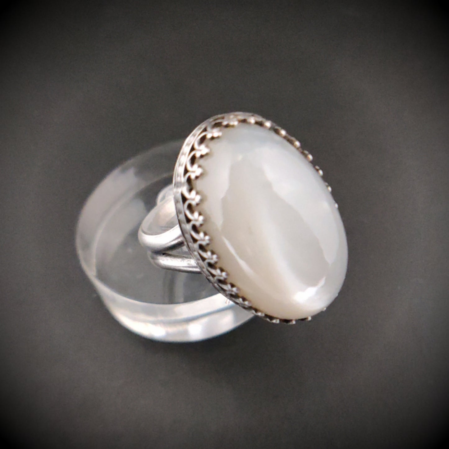 Milky Moonstone Cocktail Ring in Sterling Silver