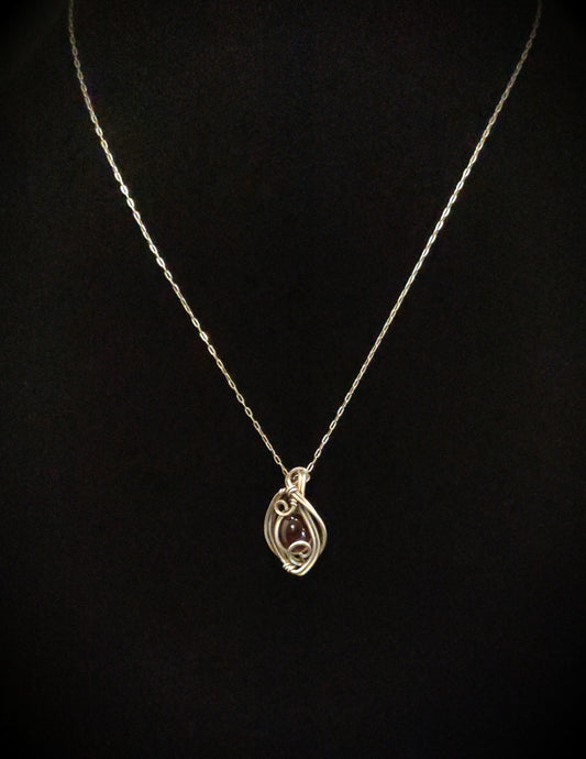 Garnet & Antique Sterling Silver Necklace
