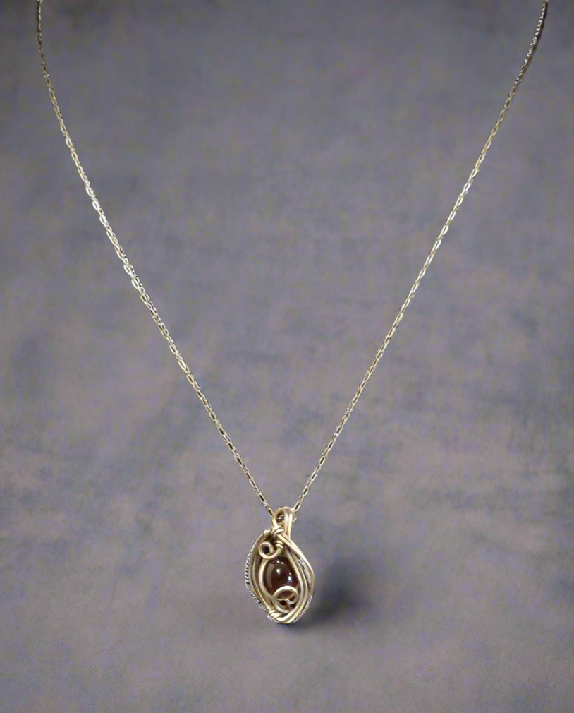 Garnet & Antique Sterling Silver Necklace