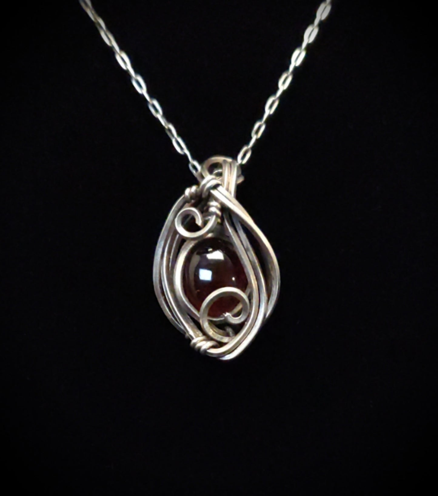 Garnet & Antique Sterling Silver Necklace