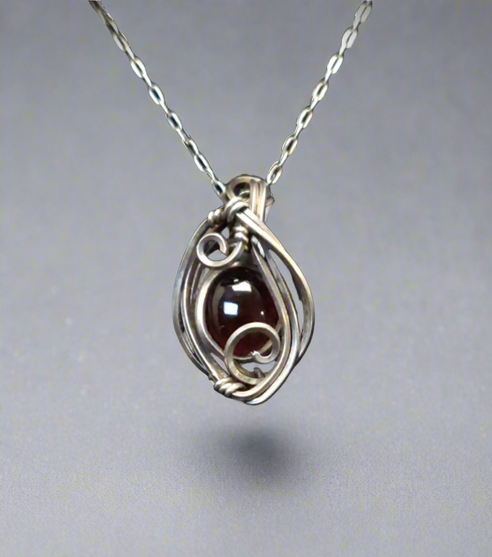 Garnet & Antique Sterling Silver Necklace