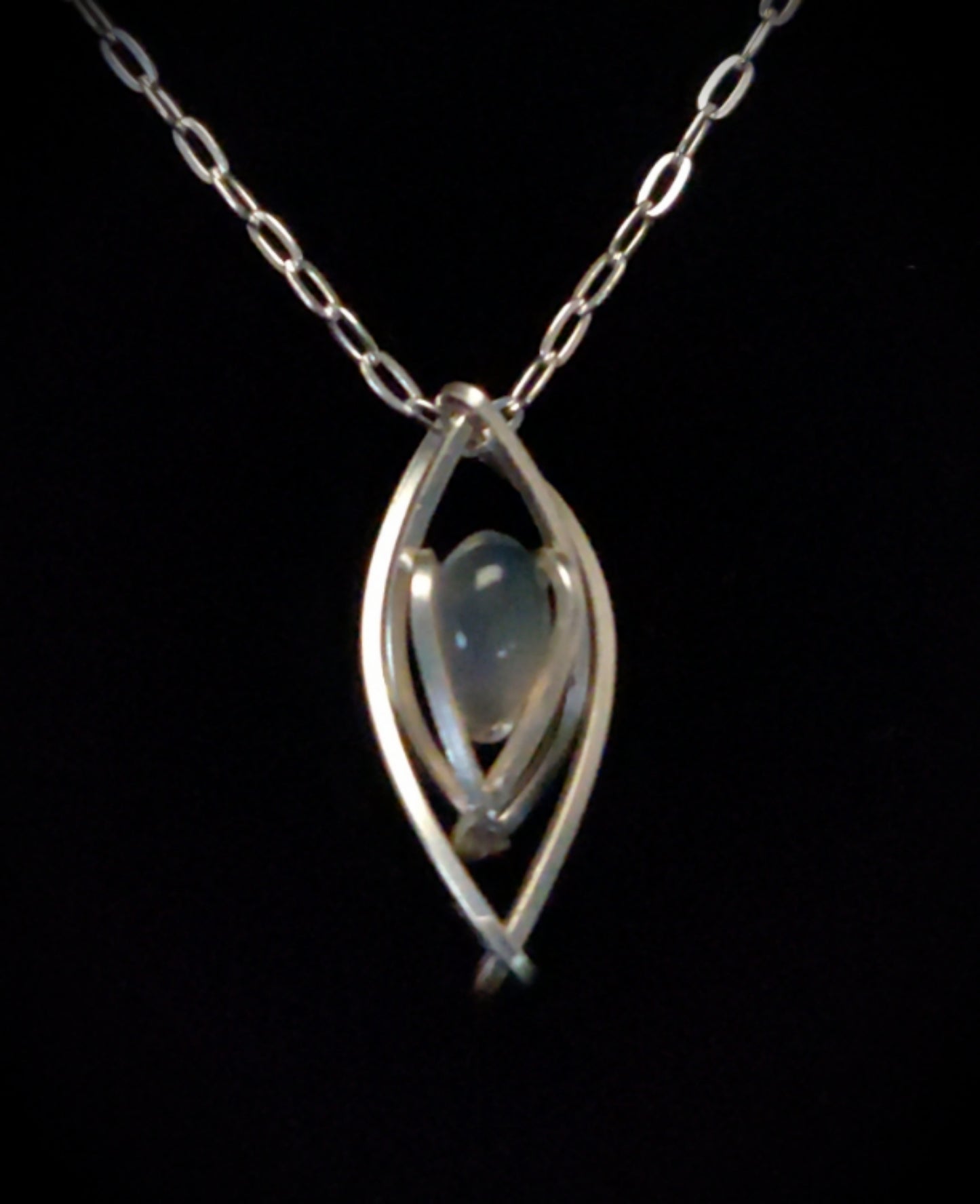 Micro Sterling Silver Moonstone Pendant