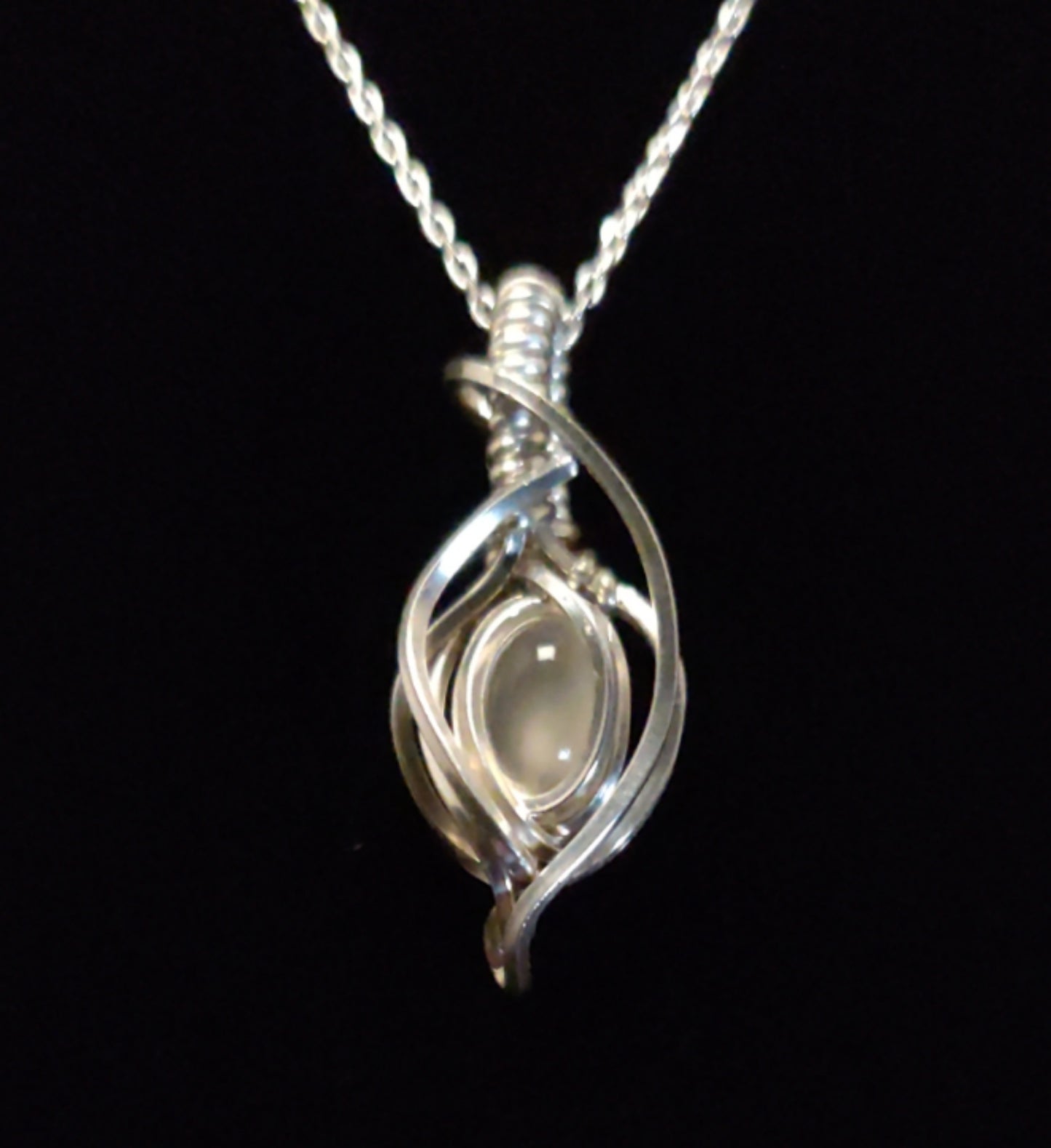 Mini-Moonstone Sterling Silver Flame Pendant