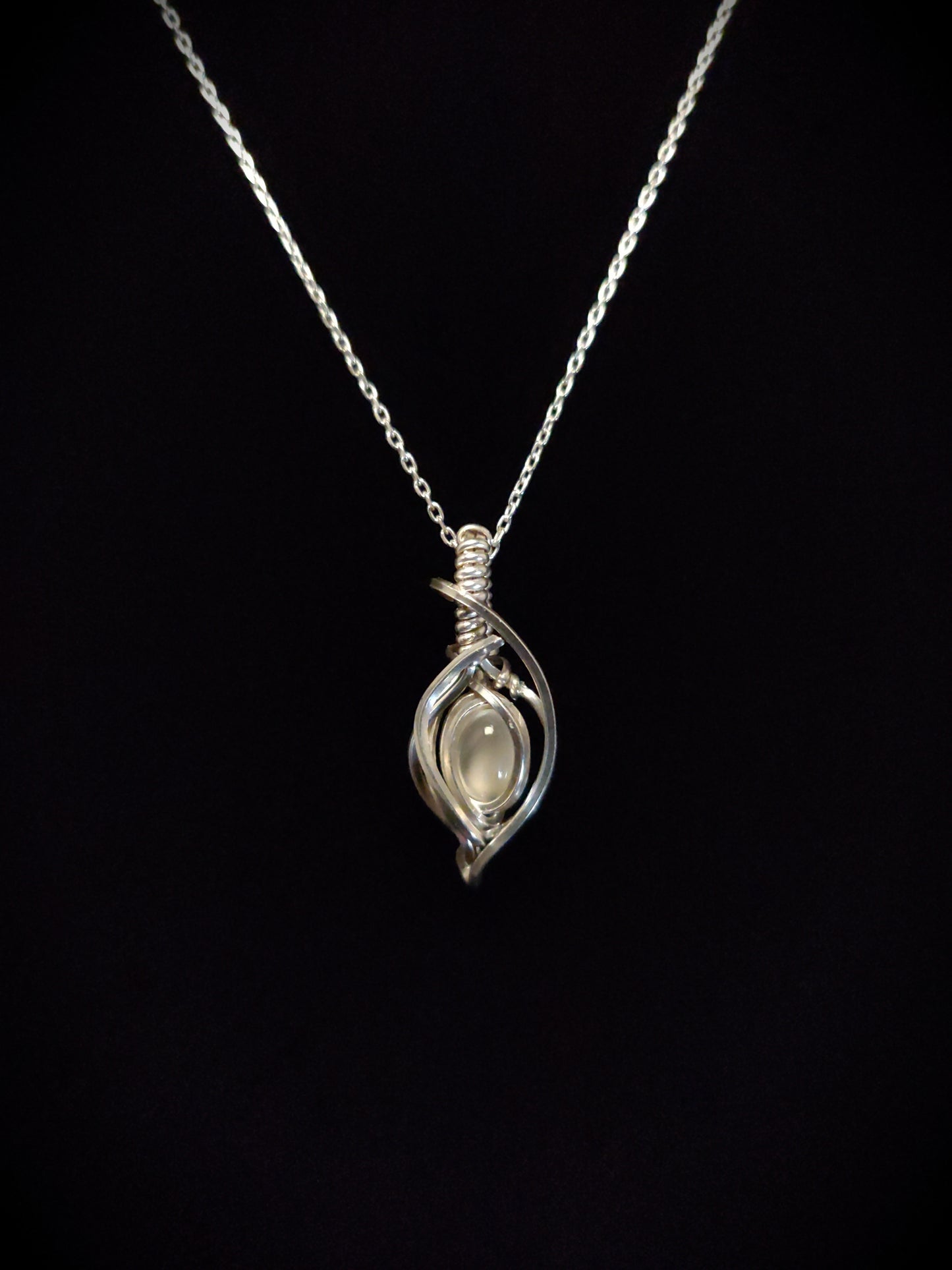 Mini-Moonstone Sterling Silver Flame Pendant