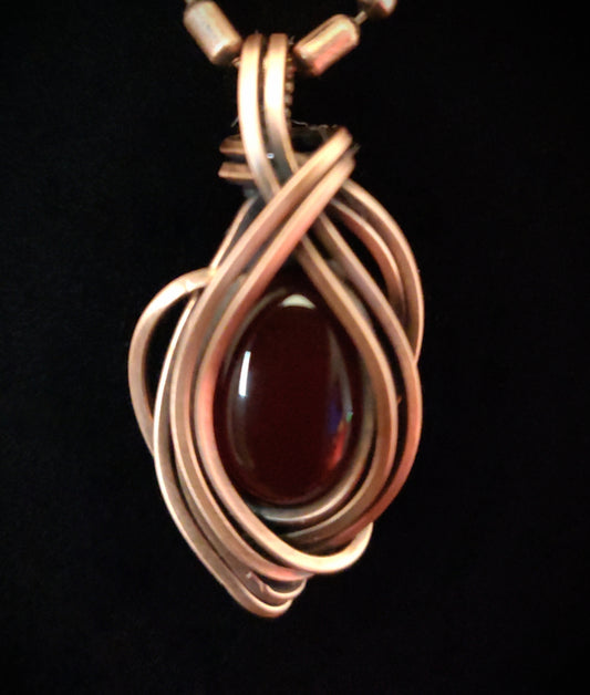 Red Carnelian Copper Pendant
