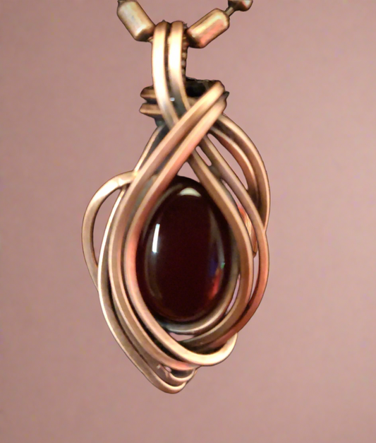 Red Carnelian Copper Pendant