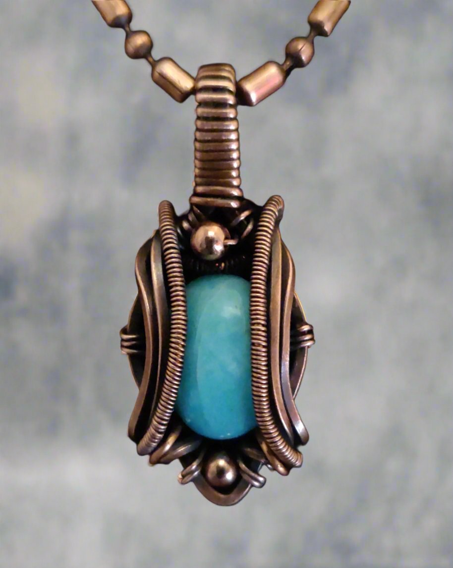 Amazonite Copper Pendant