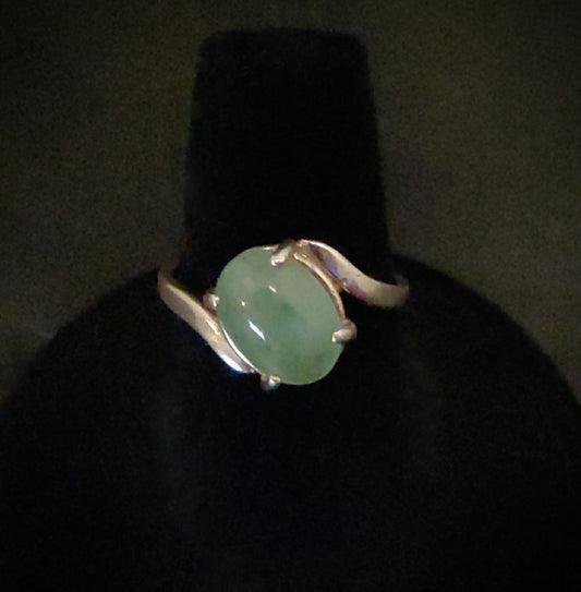 Light Green Emerald Sterling Silver Ring