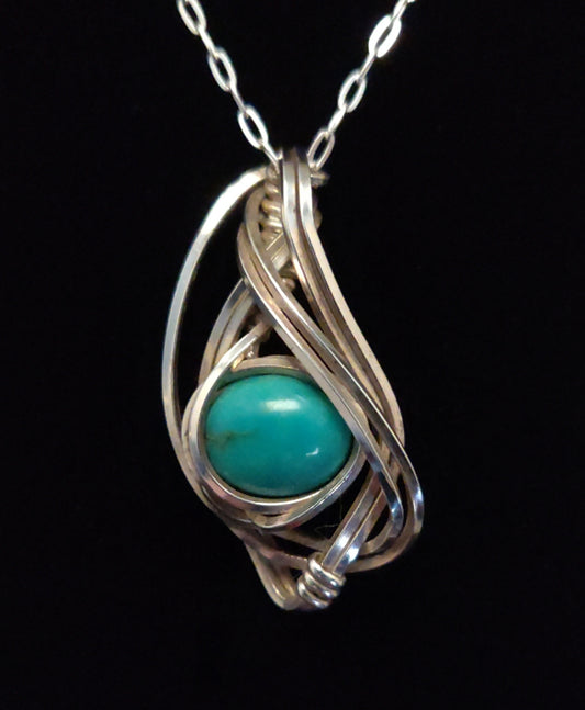 Genuine Turquoise & Sterling Silver Necklace