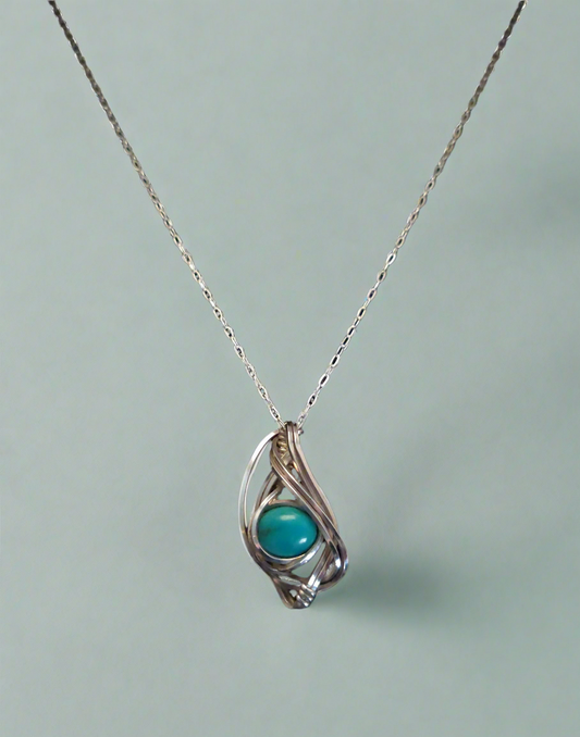 Genuine Turquoise & Sterling Silver Necklace