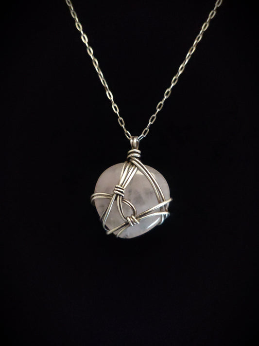 Rose Quartz & Sterling Silver Heart Necklace