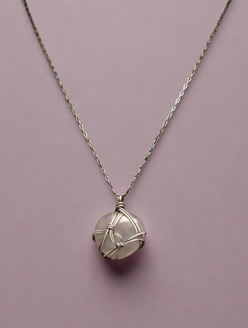 Rose Quartz & Sterling Silver Heart Necklace