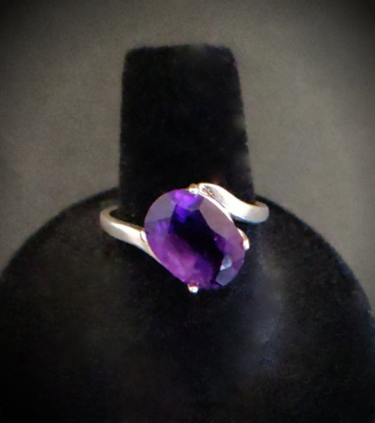 Amethyst Sterling Silver Solitaire Ring