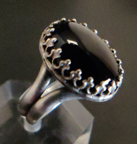 Onyx & Sterling Silver Cocktail Ring