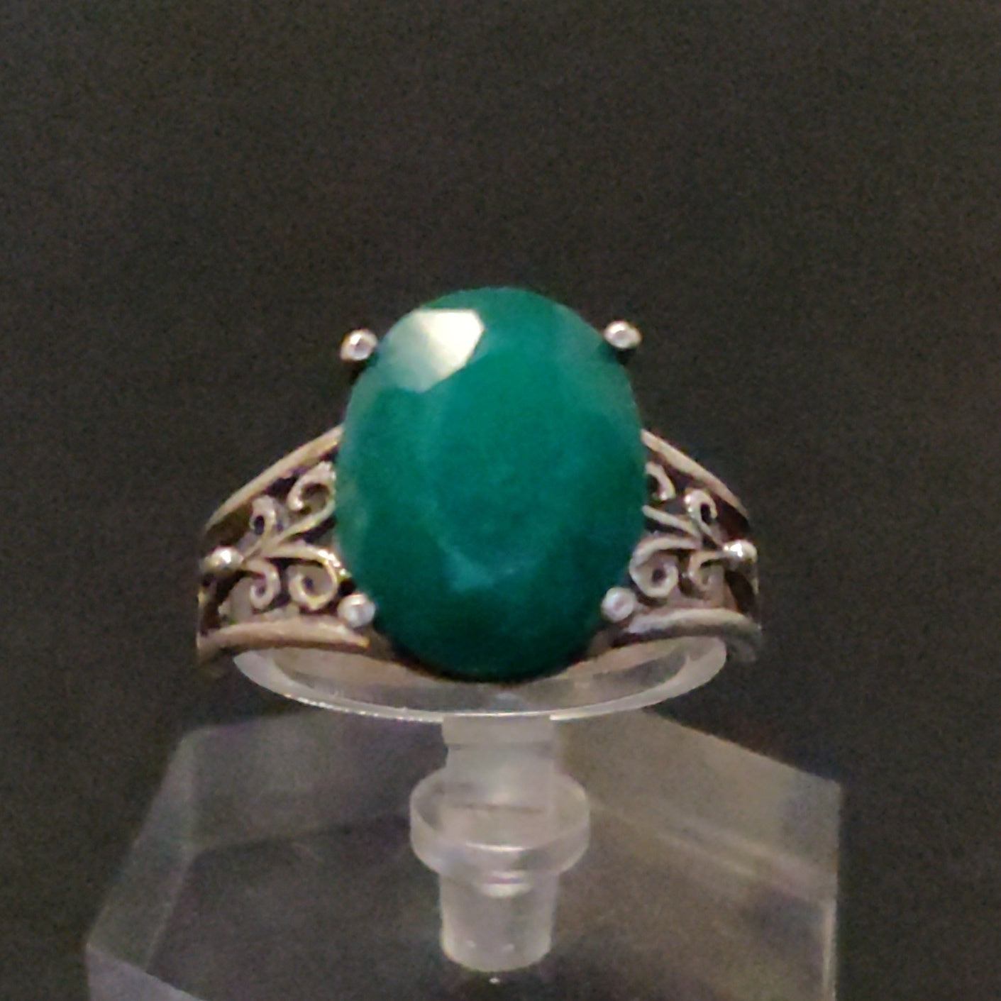 African Emerald & Sterling Silver Ring