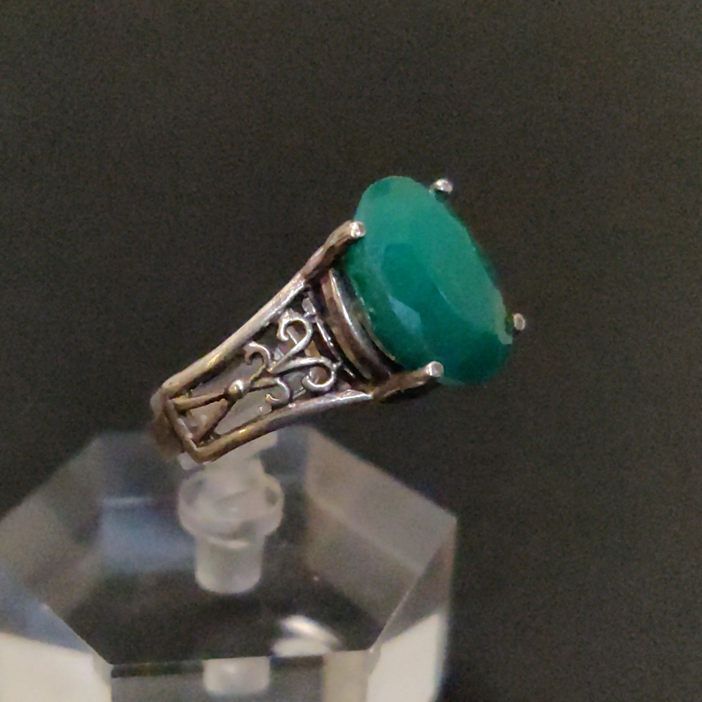 African Emerald & Sterling Silver Ring