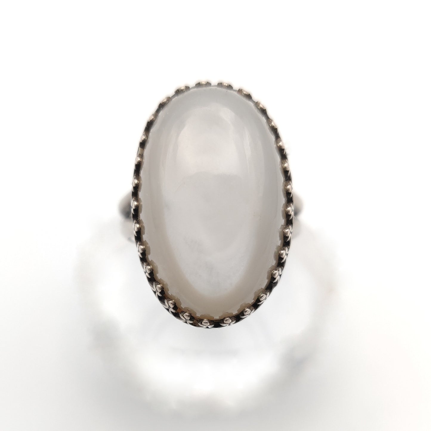 Milky Moonstone Cocktail Ring in Sterling Silver