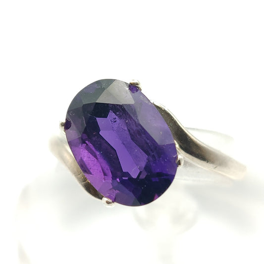 Amethyst Sterling Silver Solitaire Ring