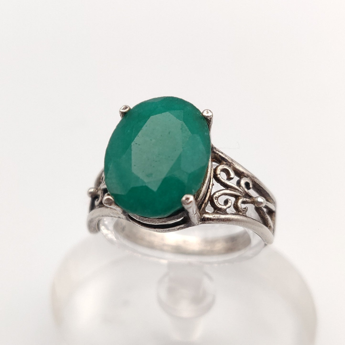 African Emerald & Sterling Silver Ring