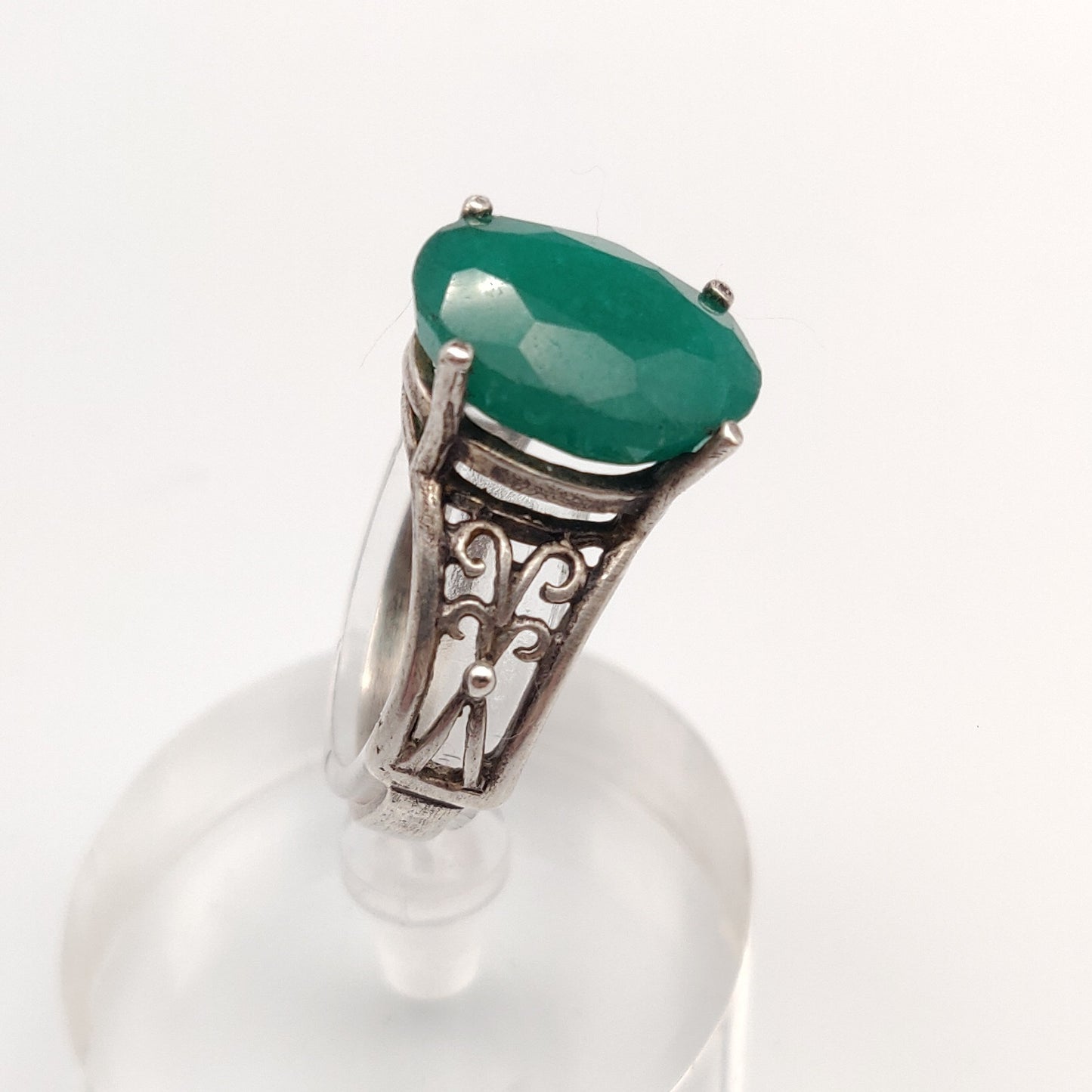 African Emerald & Sterling Silver Ring