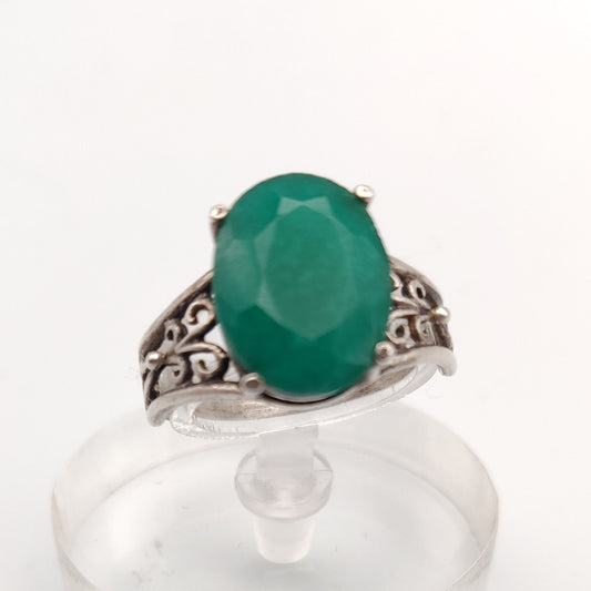 African Emerald & Sterling Silver Ring