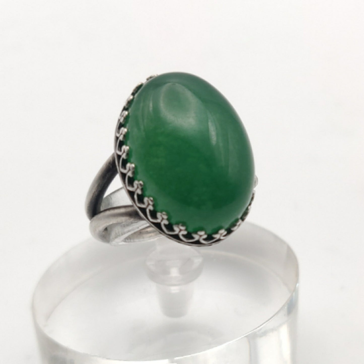 Malaysian Jade & Sterling Silver Cocktail Ring