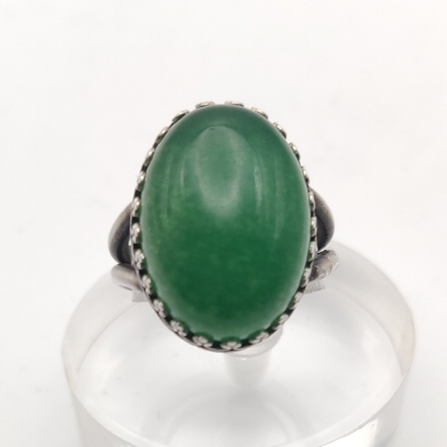 Malaysian Jade & Sterling Silver Cocktail Ring