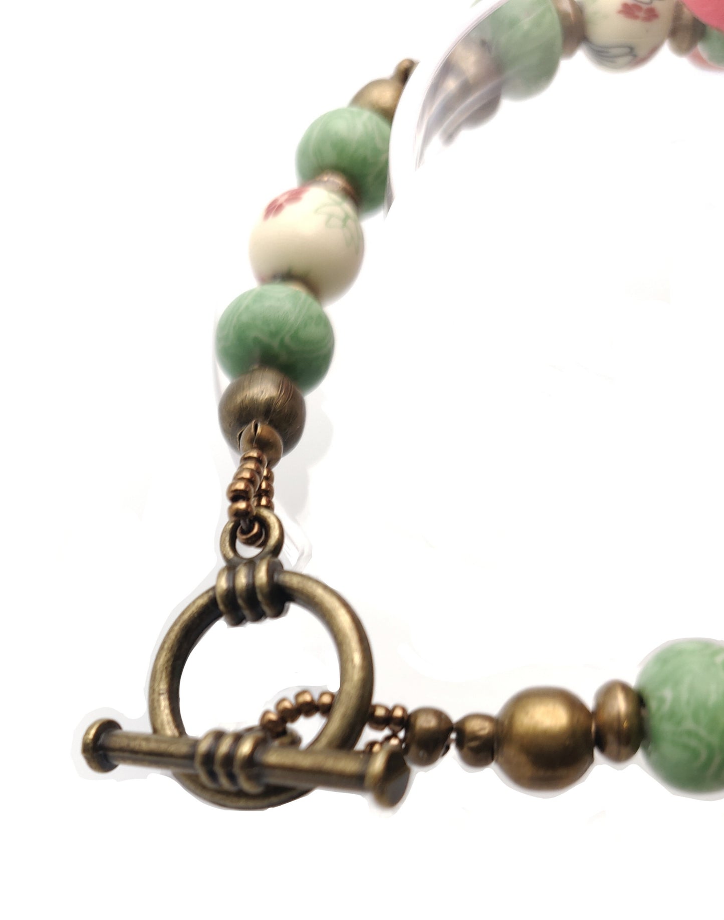 Seafoam Green & Bronze Beaded Bracelet