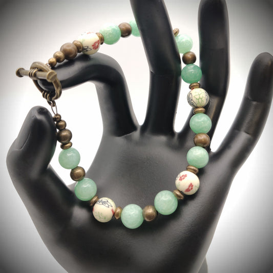 Mint Quartz Bronze Beaded Bracelet