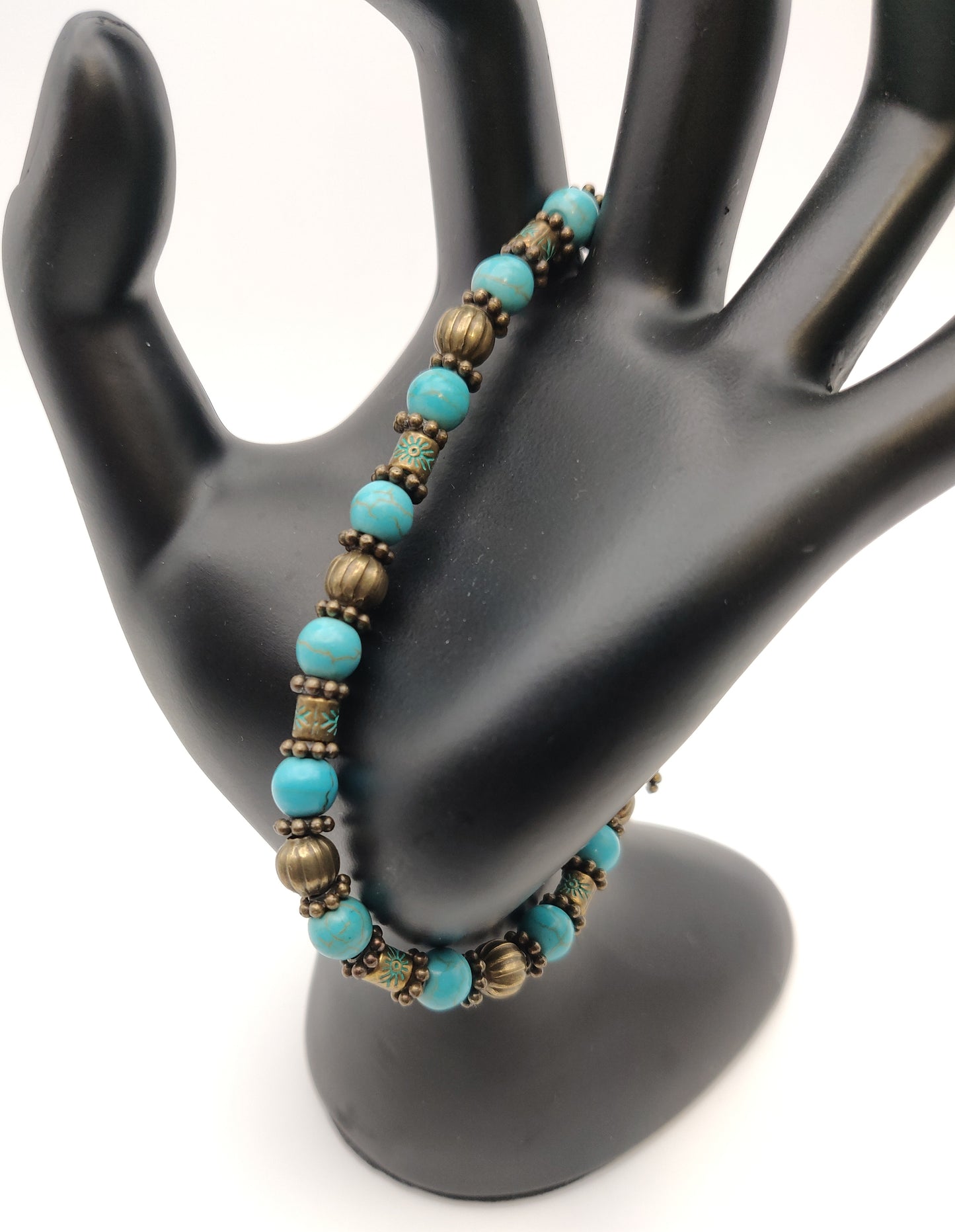 Turquoise & Bronze Beaded Bracelet