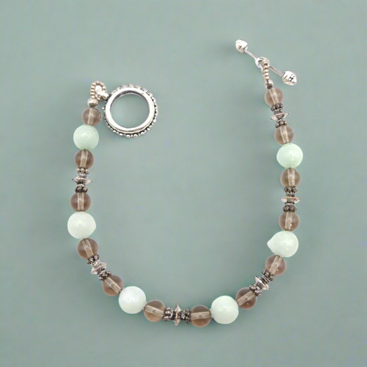 Smoky & Mint Quartz Beaded Bracelet