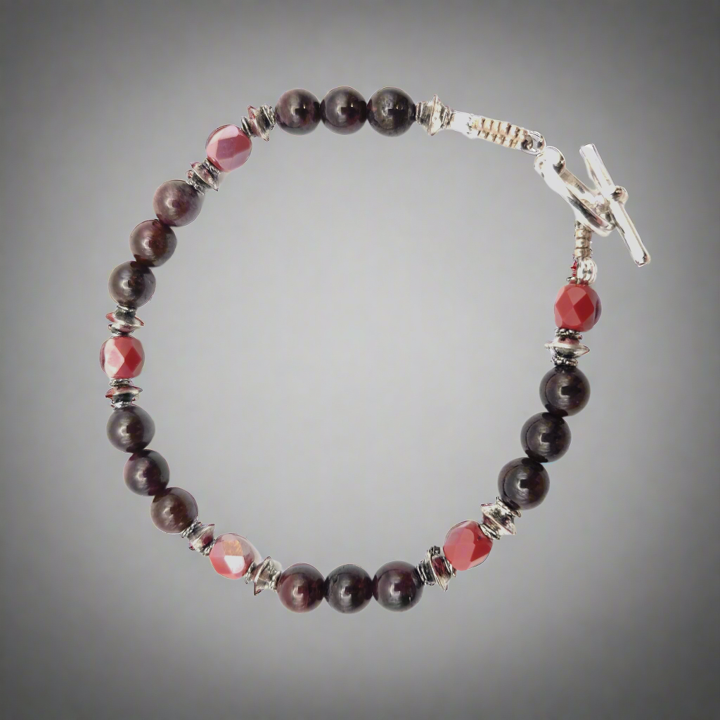 Garnet Beaded Bracelet