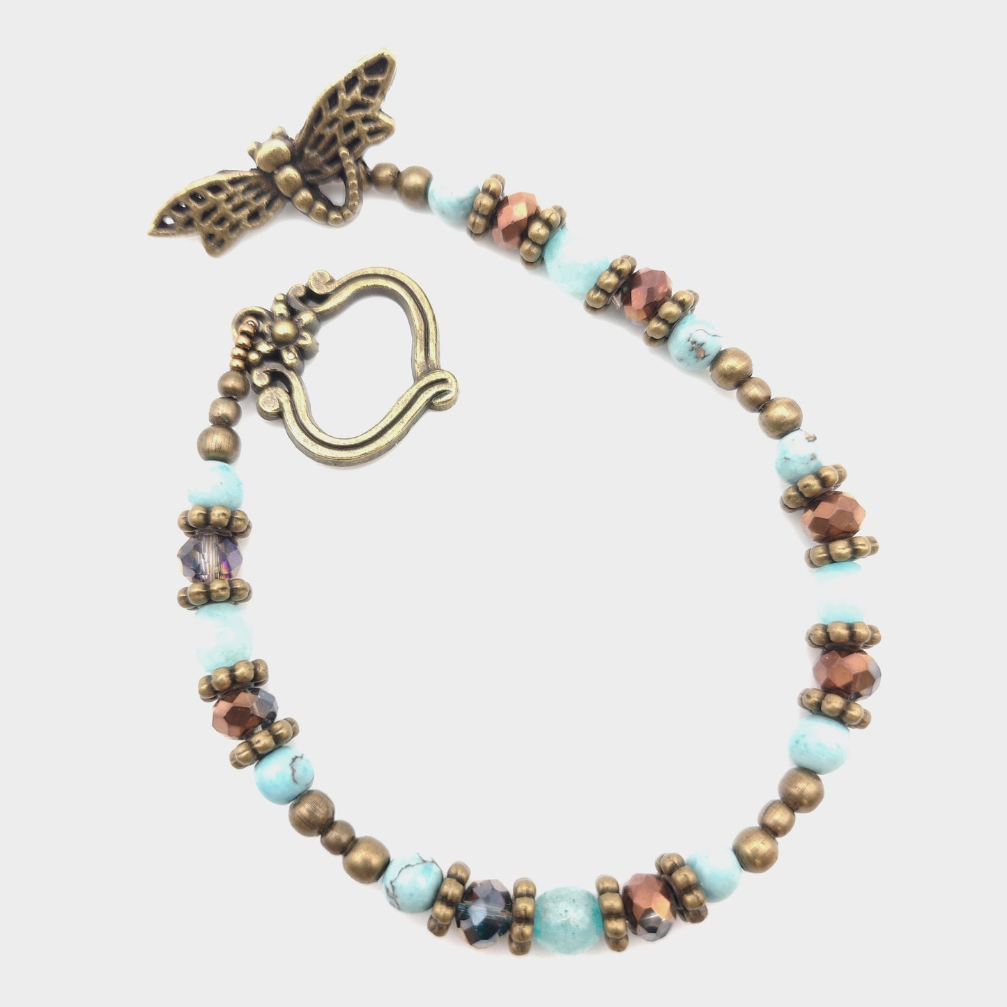 Amazonite Dragonfly Beaded Bracelet