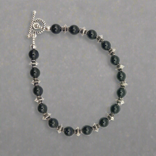 Black Agate Beaded Bracelet