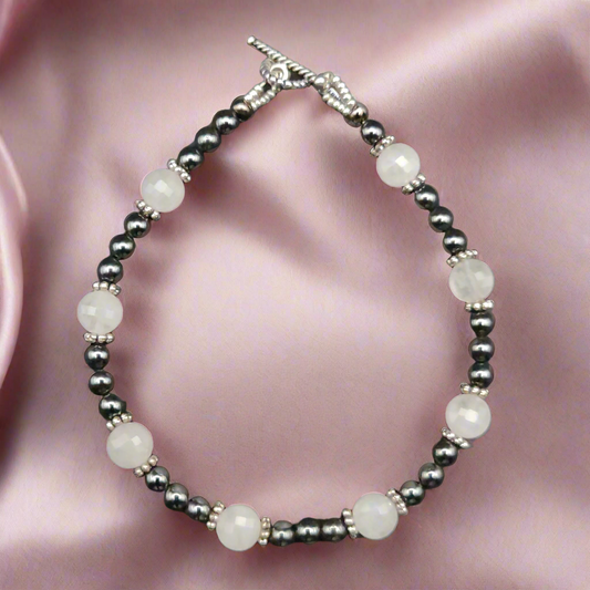 Hematite & Rose Quartz Beaded Bracelet