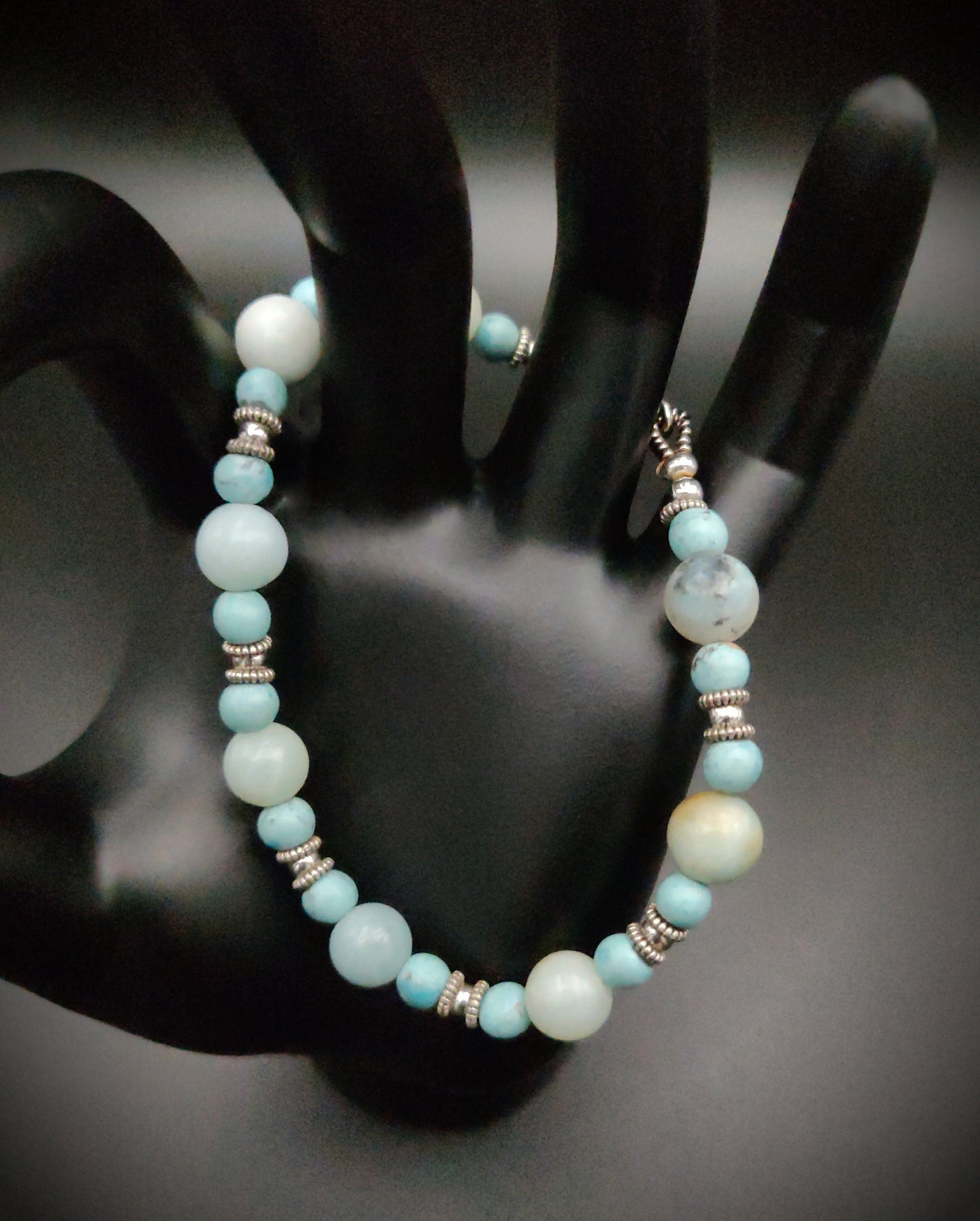 Amazonite & Wagnerite Beaded Bracelet