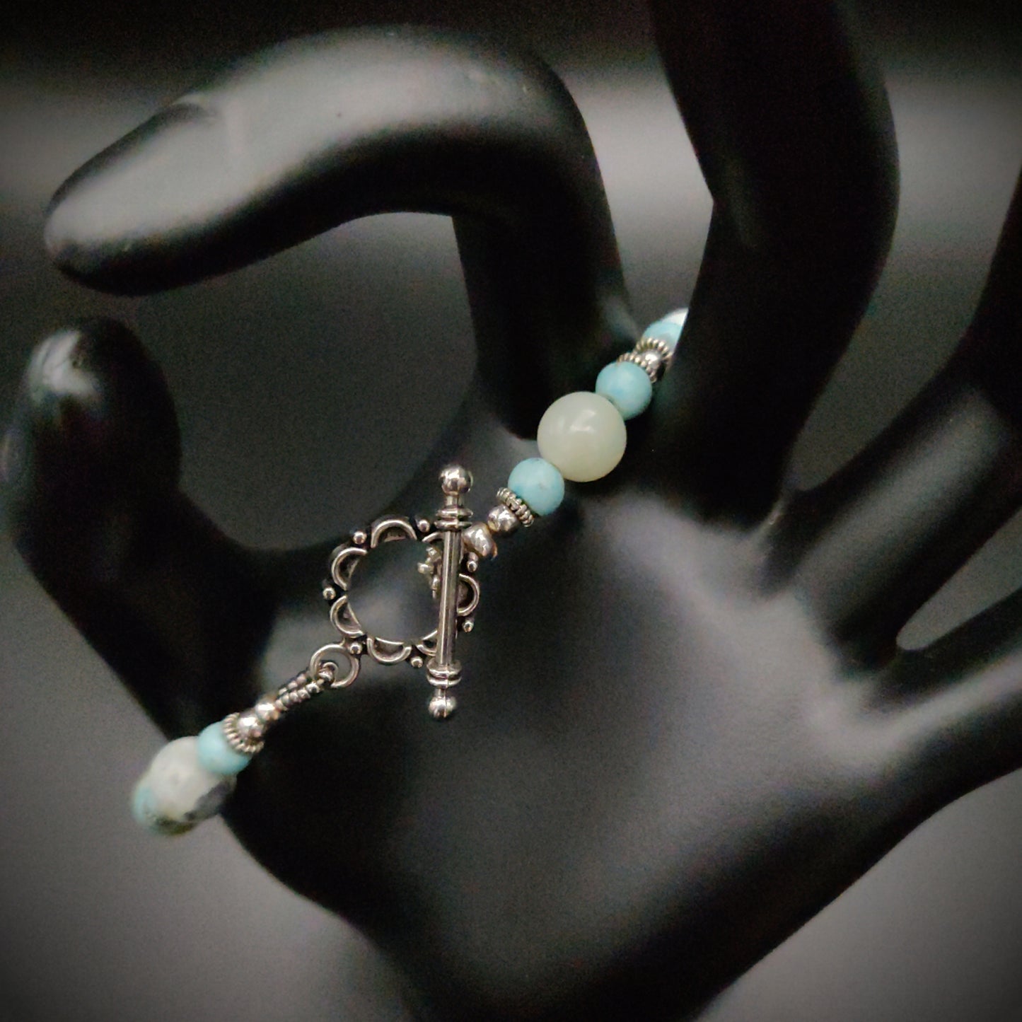 Amazonite & Wagnerite Beaded Bracelet