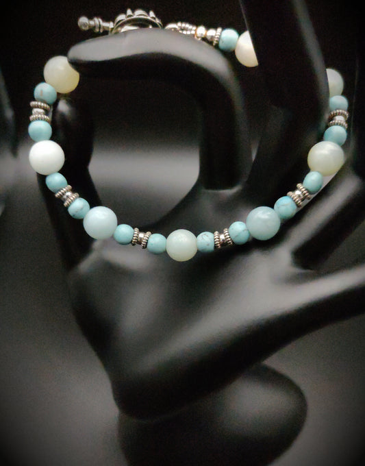 Amazonite & Wagnerite Beaded Bracelet