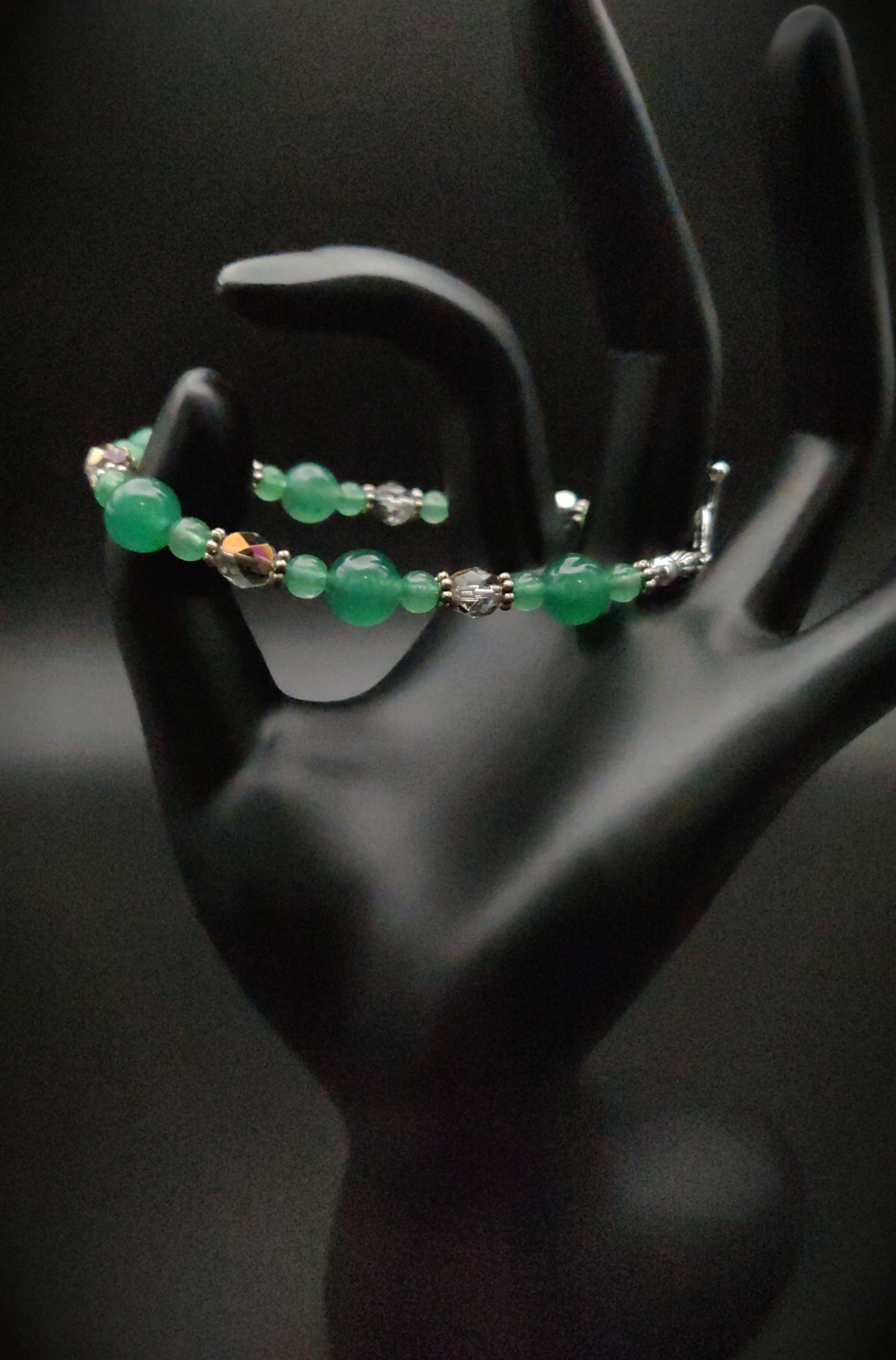 Green Aventurine & Sterling Silver Beaded Bracelet