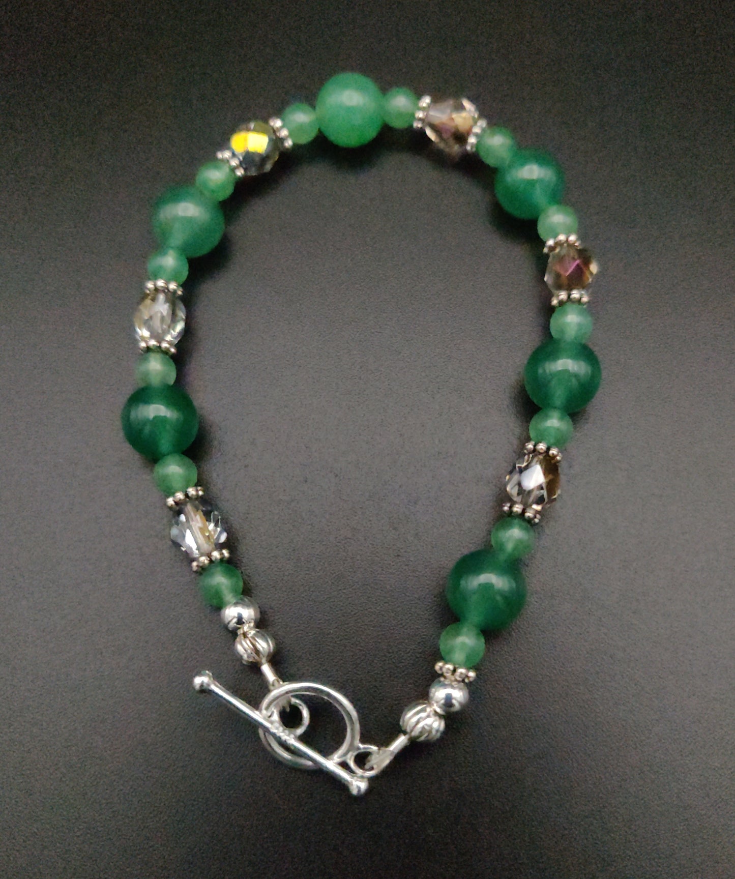 Green Aventurine & Sterling Silver Beaded Bracelet