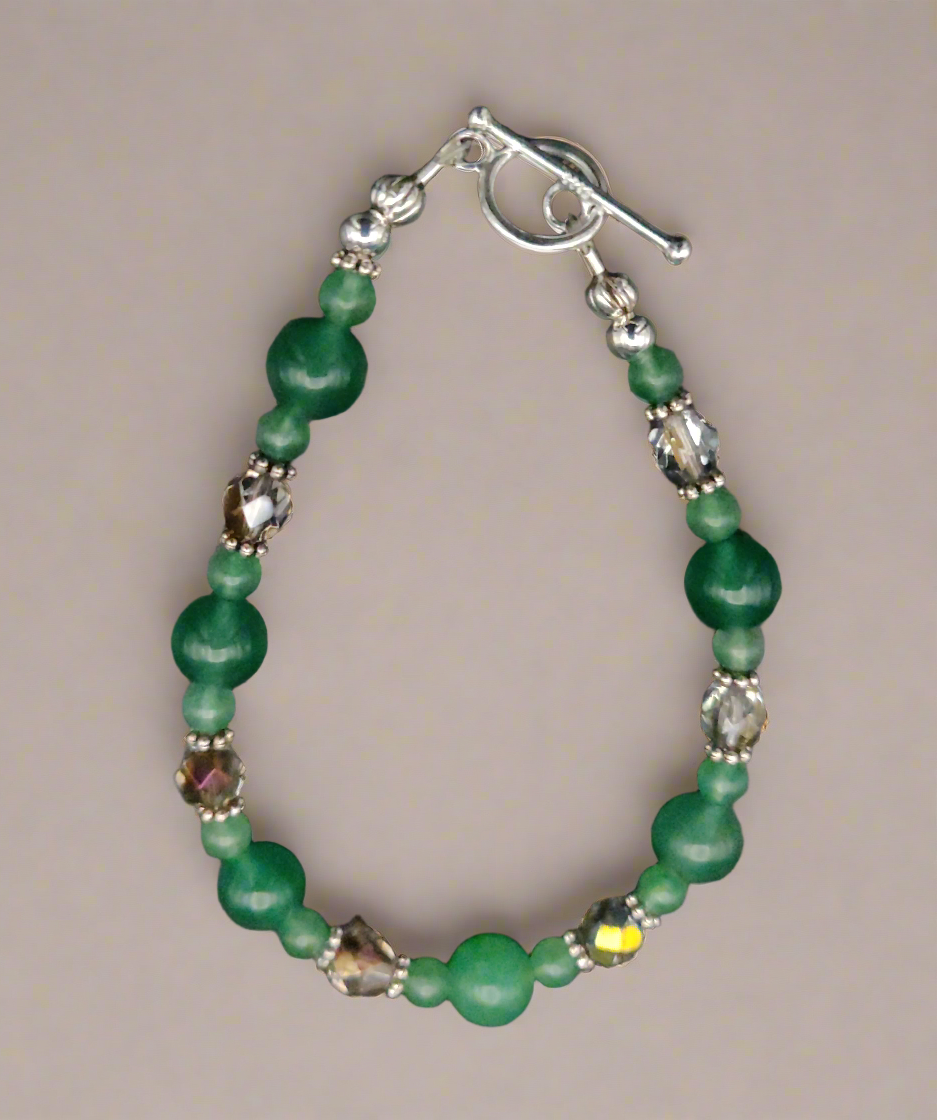 Green Aventurine & Sterling Silver Beaded Bracelet