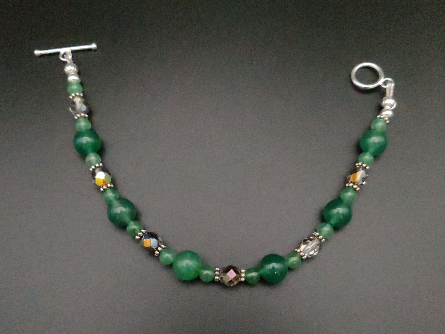 Green Aventurine & Sterling Silver Beaded Bracelet