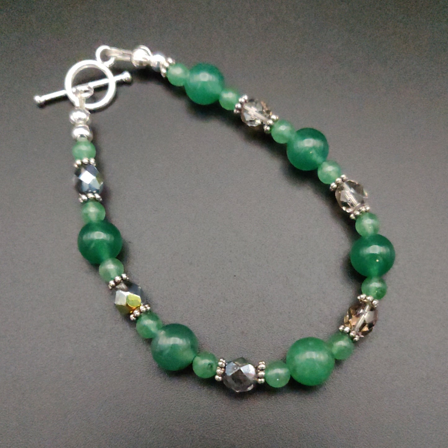 Green Aventurine & Sterling Silver Beaded Bracelet