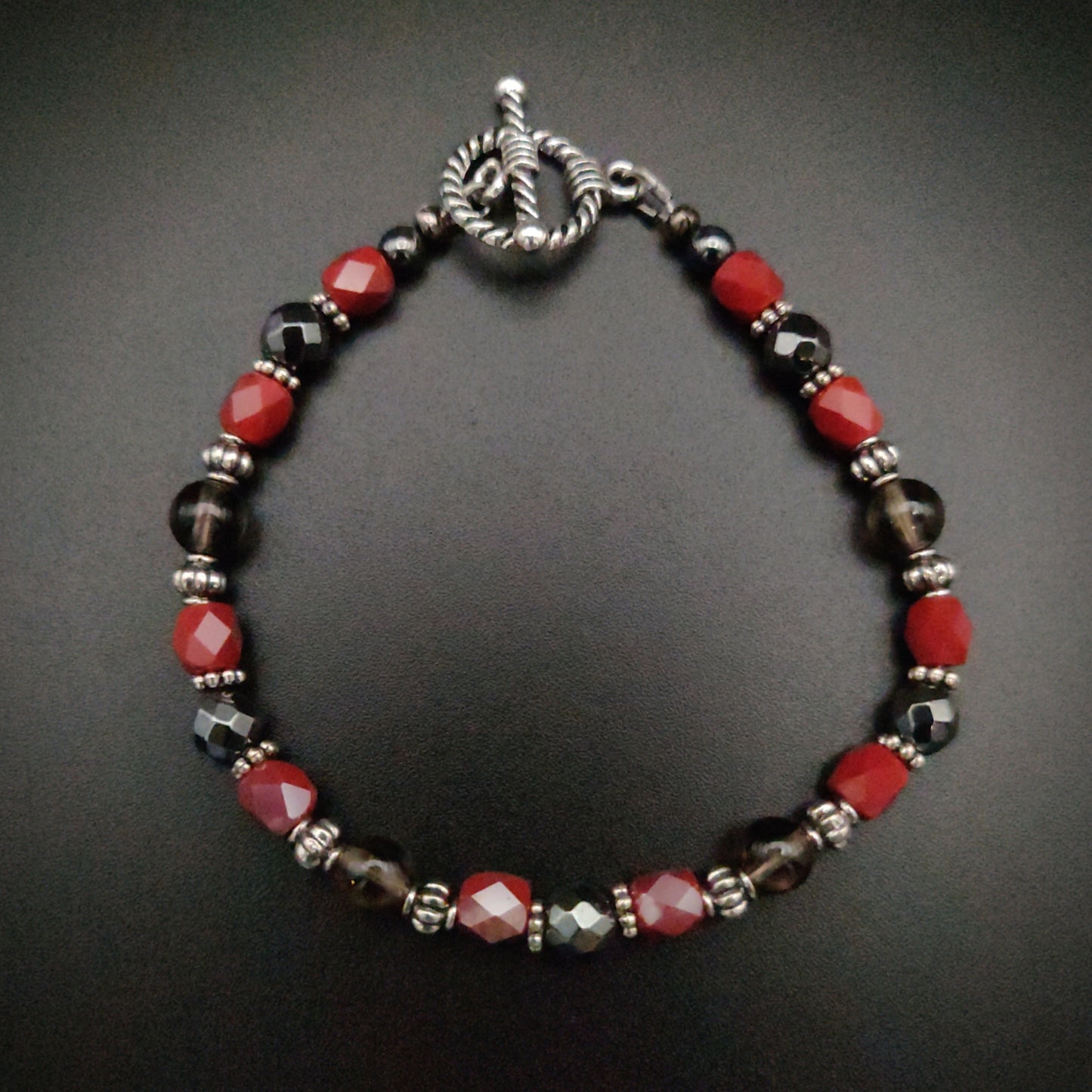 Smoky Quartz & Hematite Beaded Bracelet