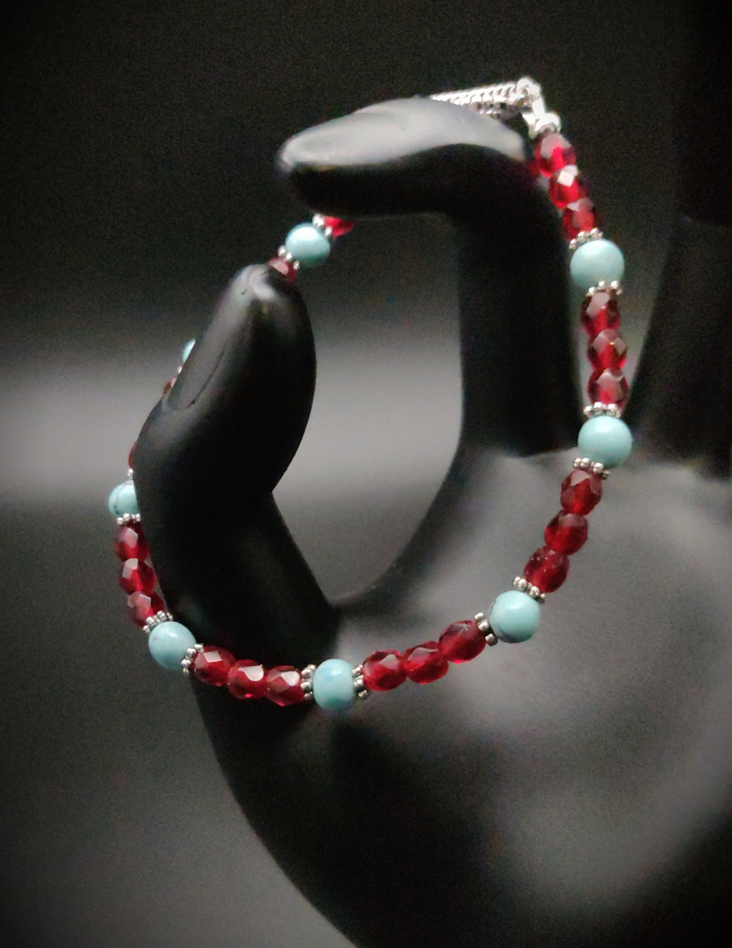 Wagnerite & Crystal Beaded Bracelet